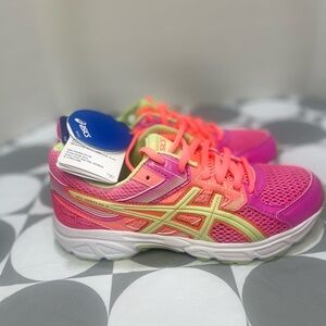 ASICS Kids Gel-Contend Sneakers in Pink and Neon Yellow